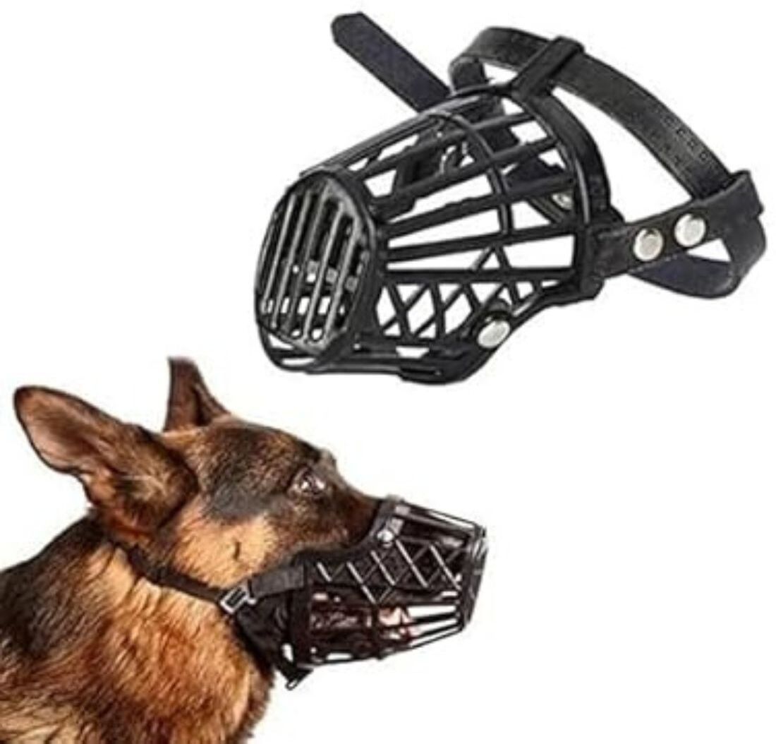 bowlfull buddies No- 5 (L) Black Muzzle, Dog Muzzle, Basket Muzzle for Biting, Aggressive Dogs Large Strips Dog Muzzle-picture-3