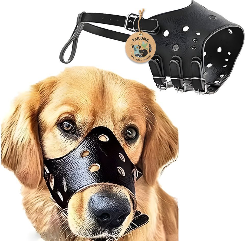 Adjustable Strap Leather Muzzle Anti-Barking Strips Leather Dog Muzzle Medium Strips Dog Muzzle-image-33