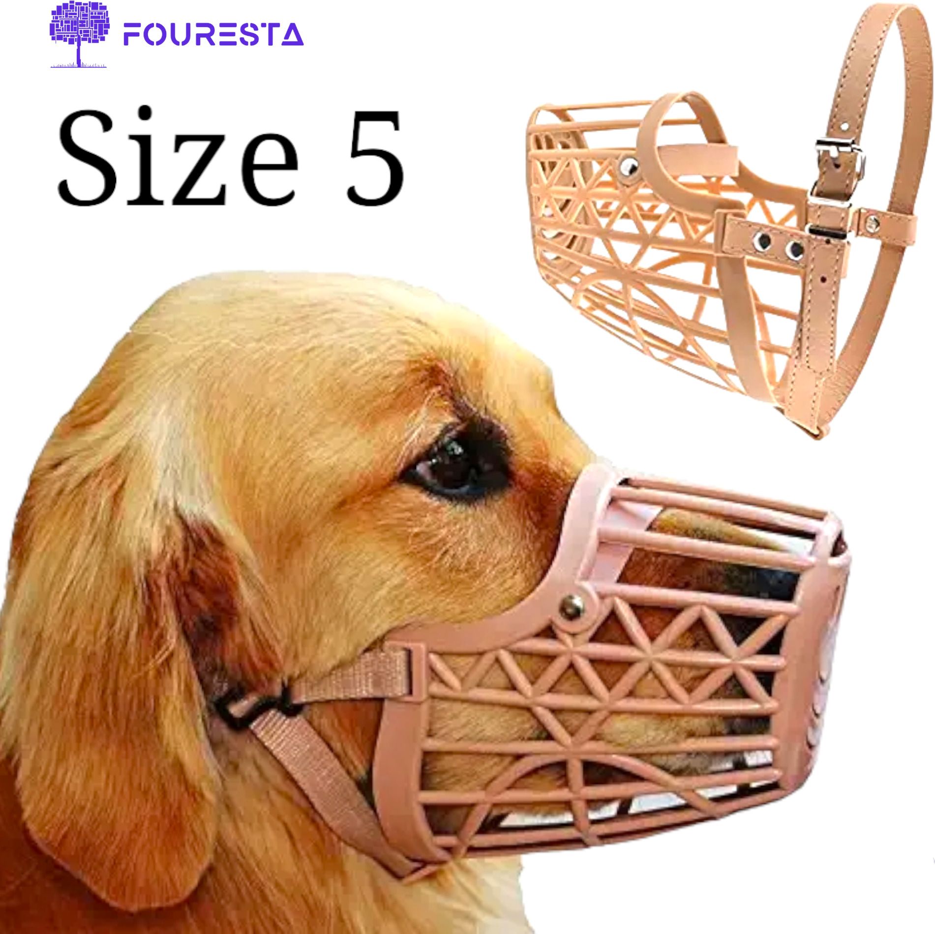 Dog Muzzle Size 5 High quality Dog mouth cover/basket adjustable and safe Large Strips Dog Muzzle