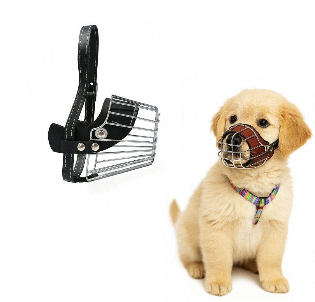 aomnistore Heavy Duty Iron Dog Muzzle for Puppy & Small Breeds Adjustable Metal Cage Safety Extra Small Other Dog Muzzle-picture-11