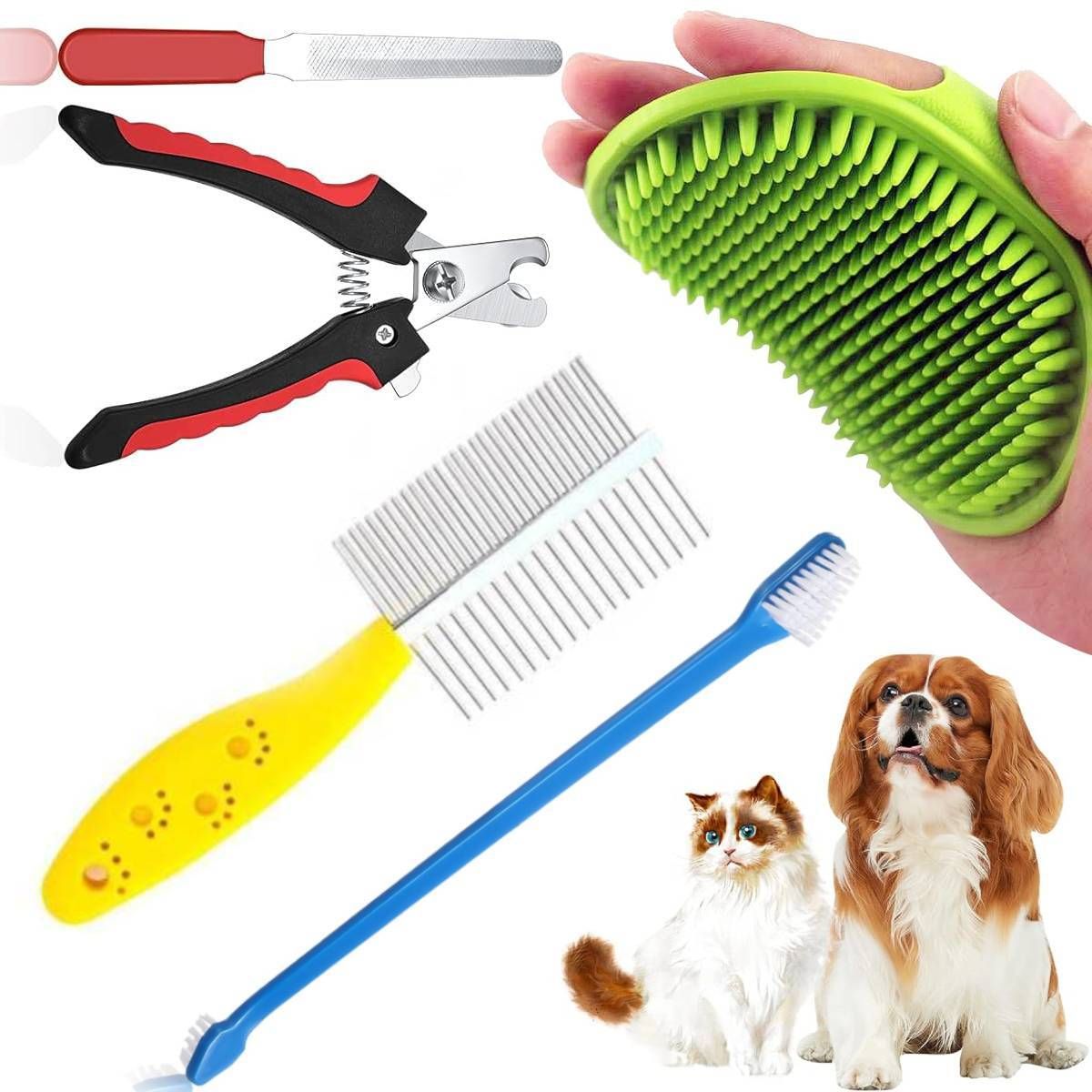 YOUHAVEDEAL Dog Grooming Kit for Puppies & Dogs, Tangled Hairs comb for Dogs Scissor Nail Clipper-image-36
