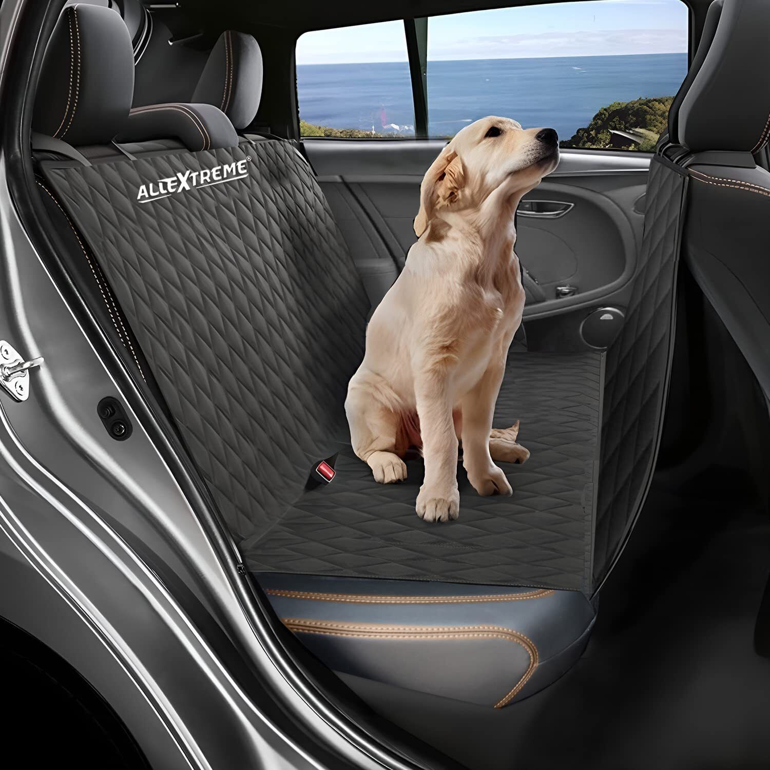 allextreme Dog Car Seat Cover Backseat Pet Travel Protector for Hatchback Polyester Nonslip Hammock Pet Seat Cover-picture-40