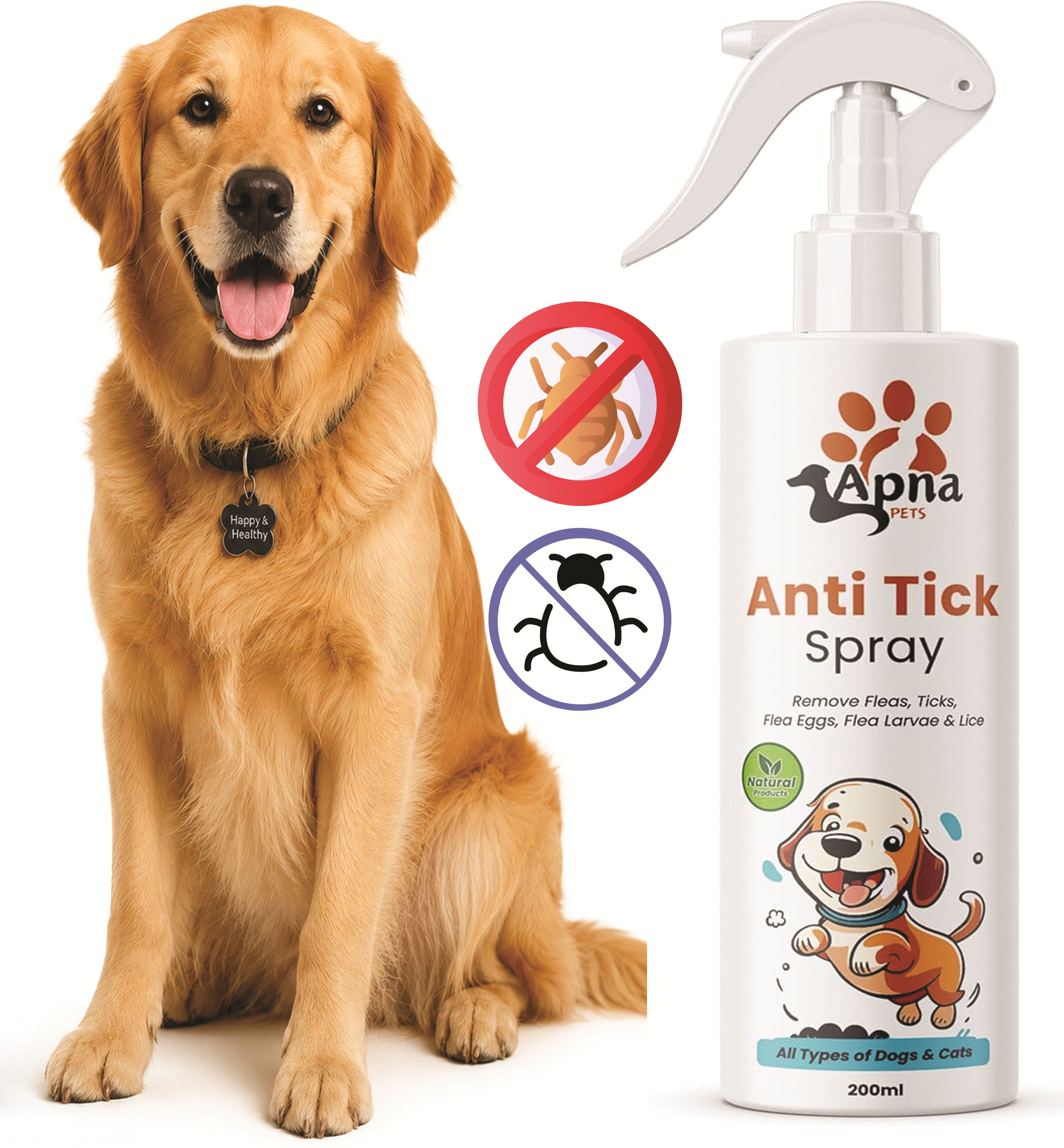 apnapets Pet Anti Tick Flea Spray for Dogs Cats Long Lasting Protection Allergy Relief, Anti-fungal, Anti-itching, Flea and Tick, Itch Relief Fresh Fragrance Dog, Cat Shampoo-picture-45
