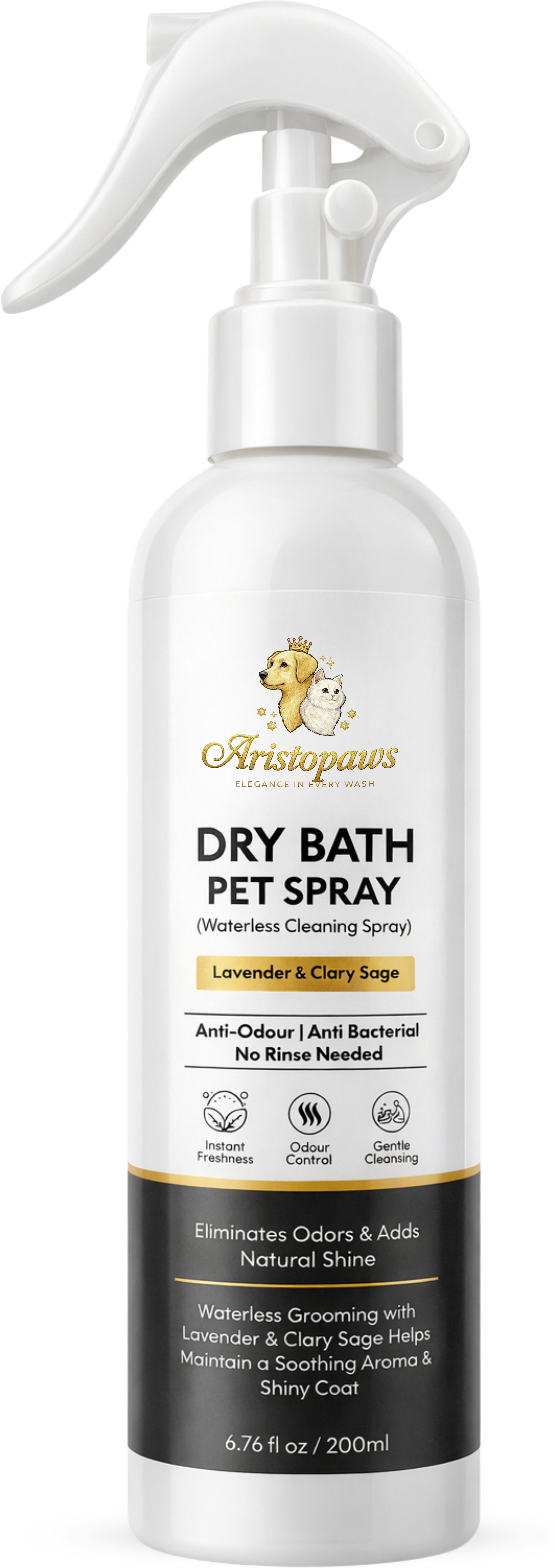 aristopaws Dry Bath Pet Spray for Dogs & Cats – Waterless Grooming Anti-itching, Anti-Bacterial Lavender & Clary Sage Dog, Cat Shampoo-picture-37