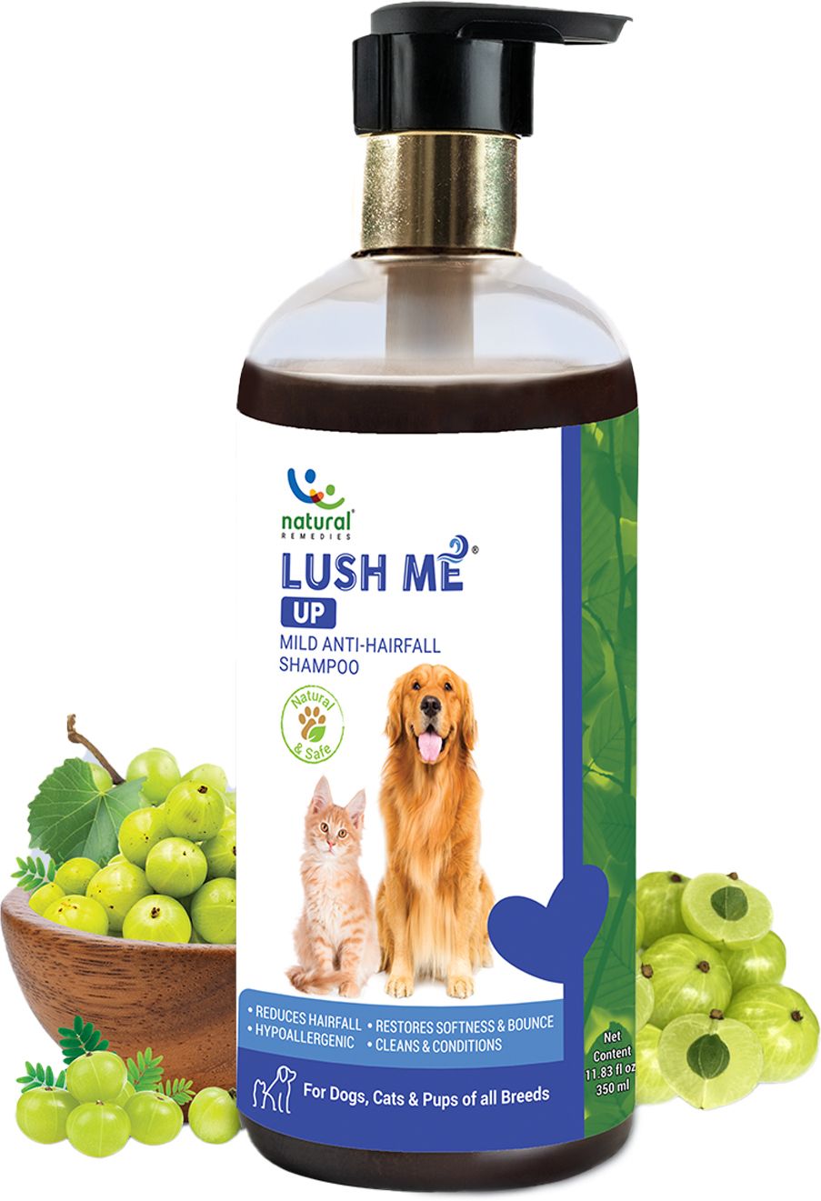 Lush Me Up Mild Anti-Hairfall Shampoo for Dogs, Cats & Pups of All Breeds Hypoallergenic Mild fragrance Dog Shampoo-image-16
