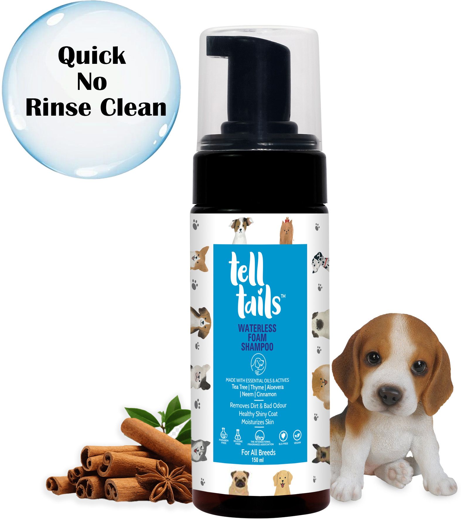 tell tails Waterless | Flea, Tick & Odor Removal | Antifungal Anti-fungal cinnamon Dog Shampoo-picture-36