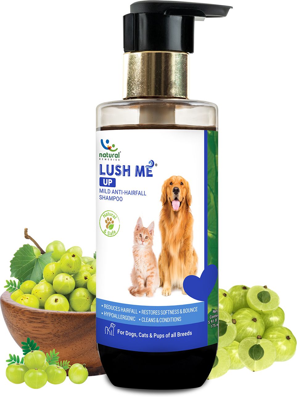 natural remedies Lush Me Up Mild Anti-Hairfall Shampoo for Dogs, Cats & Pups 175 ml Anti-dandruff Fresh Dog Shampoo-picture-20