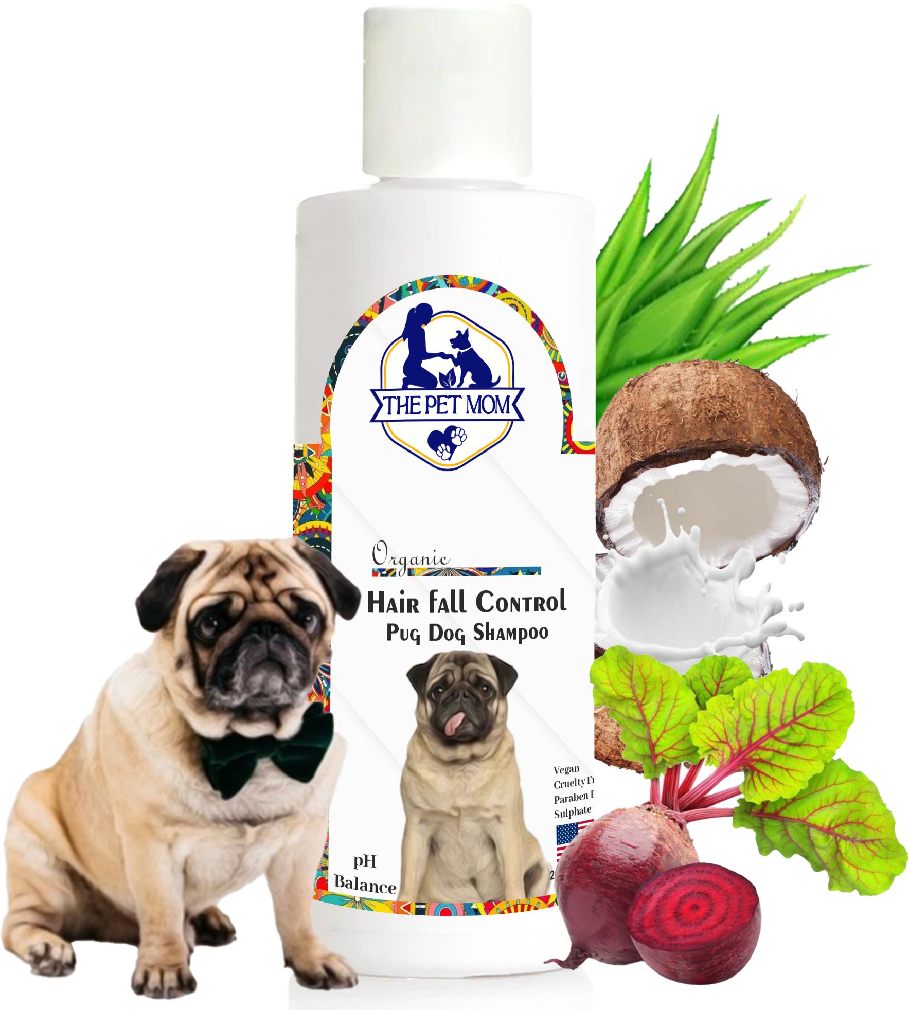 Pug Dog Shampoo Hair Fall Control – Dog Hair Shed Control, Strengthening Coat, Conditioning, Whitening and Color Enhancing Fresh, Reduces Hair Fall, Cleans & Conditions, De-Shedding Cleanser All Dog Breed, Dog Shampoo-image-5