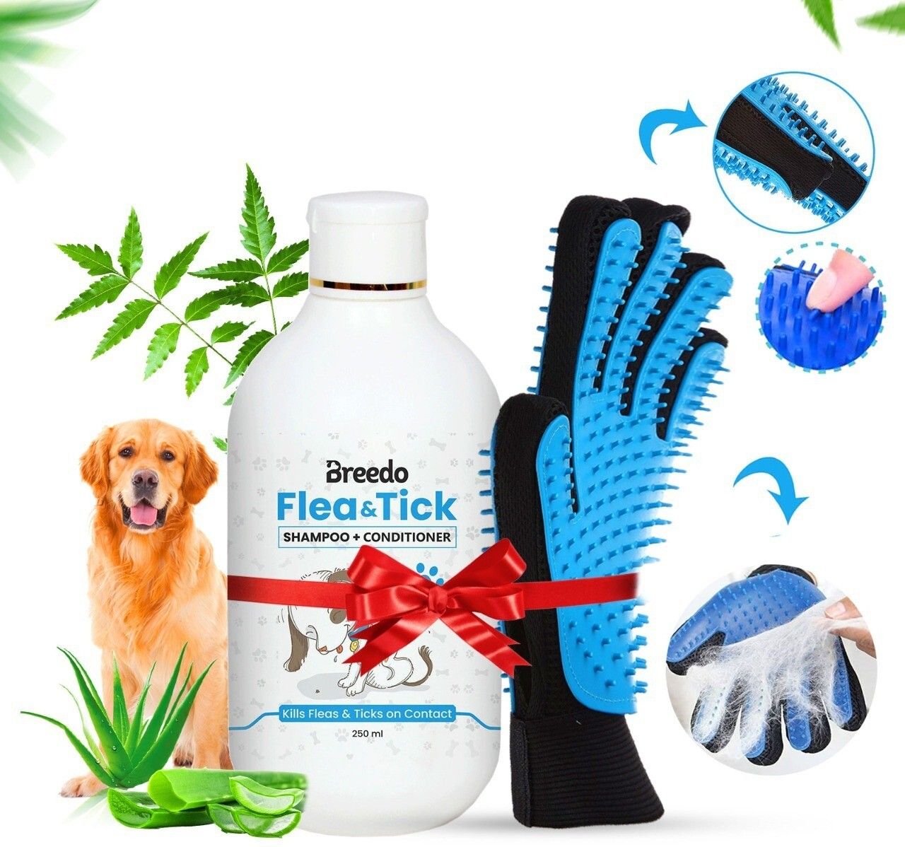 breedo Dog Need (Combo of 2) Flea-Tick Shampoo Conditioner + Gloves Allergy Relief, Conditioning, Anti-fungal, Anti-microbial, Anti-itching, Anti-dandruff Natural Dog Shampoo-picture-19