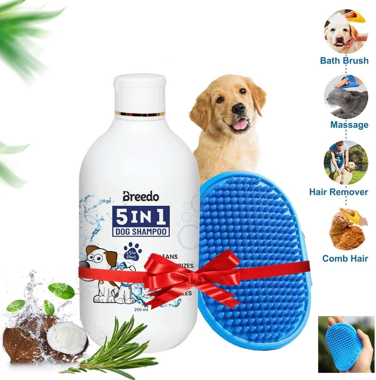 breedo High Quality Dog Need (Combo of 2) Dog & Cat Bath Gloves + 5IN1 Shampoo Allergy Relief, Conditioning, Anti-fungal, Anti-microbial, Anti-itching, Anti-dandruff Natural Dog Shampoo-picture-38