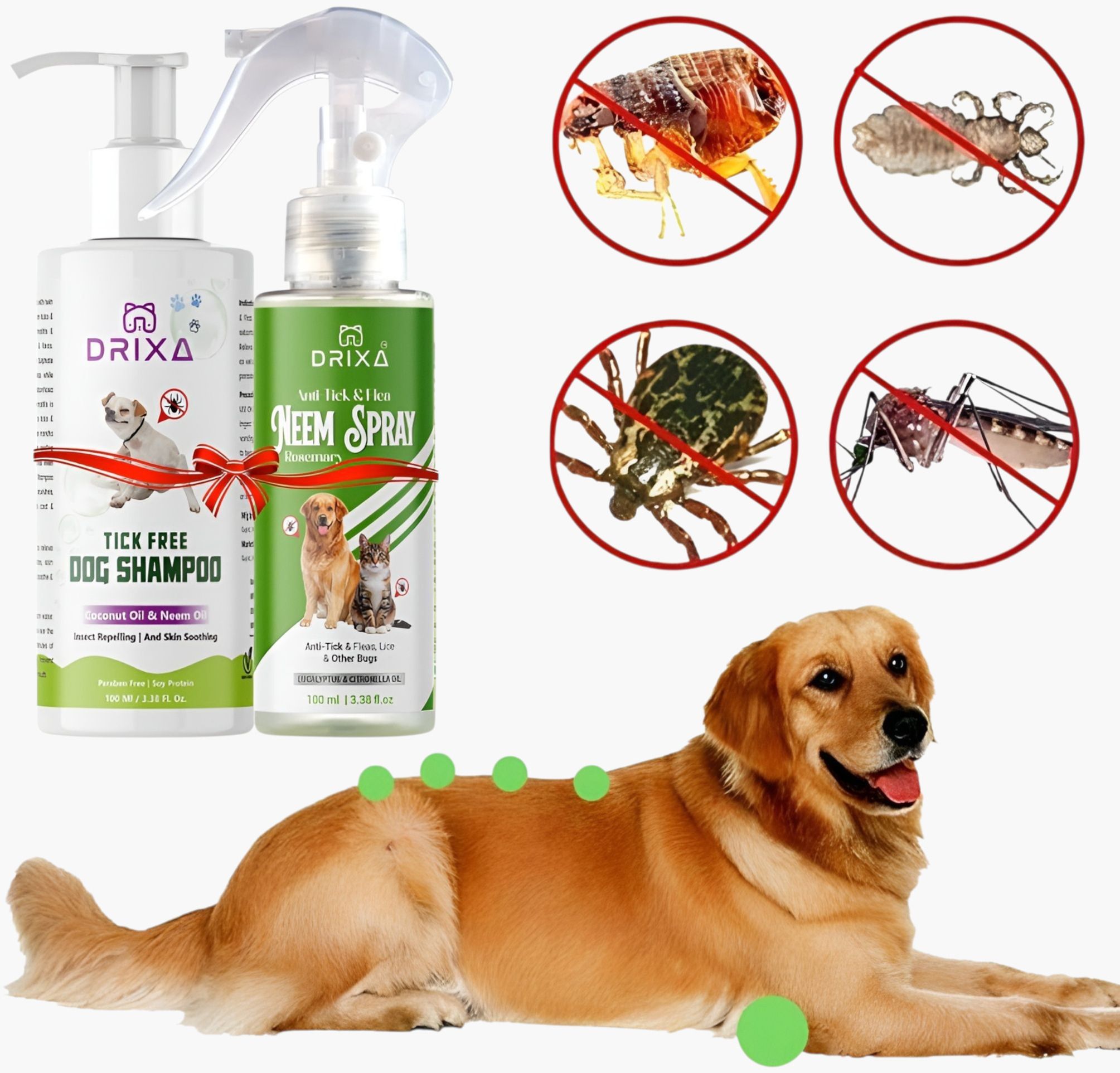 drixa DOG & CAT SHAMPOO & Neem & Rosemary Water Hair Growth SPRAY Anti-dandruff, Conditioning, Flea and Tick, Anti-fungal NATURAL, NEEM Dog, Cat, Monkey, Rabbit Shampoo-picture-12