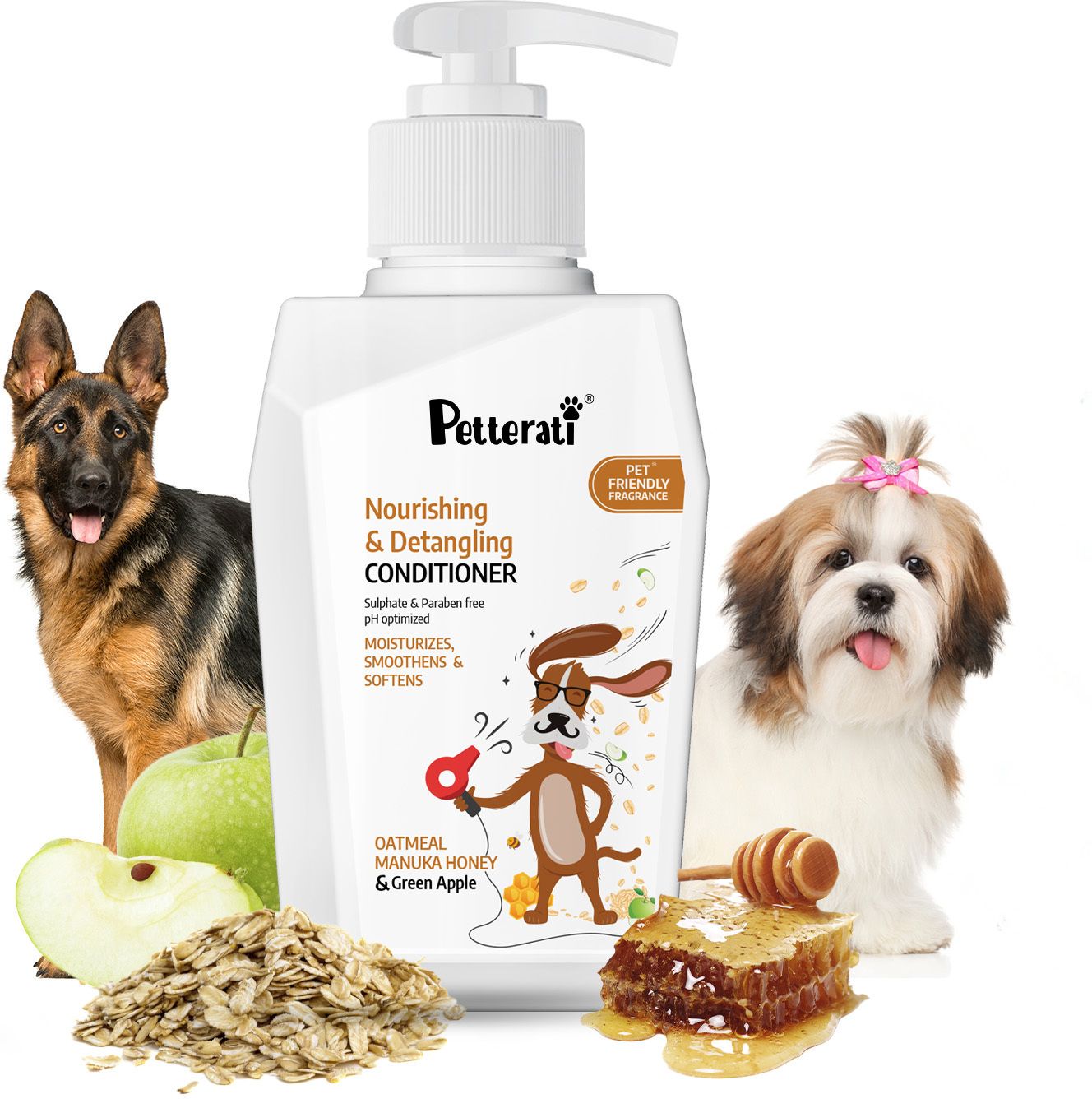 Detangle & Moisturize Dog Conditioner | Oatmeal, Manuka Honey, Green Apple | Pet Conditioner
