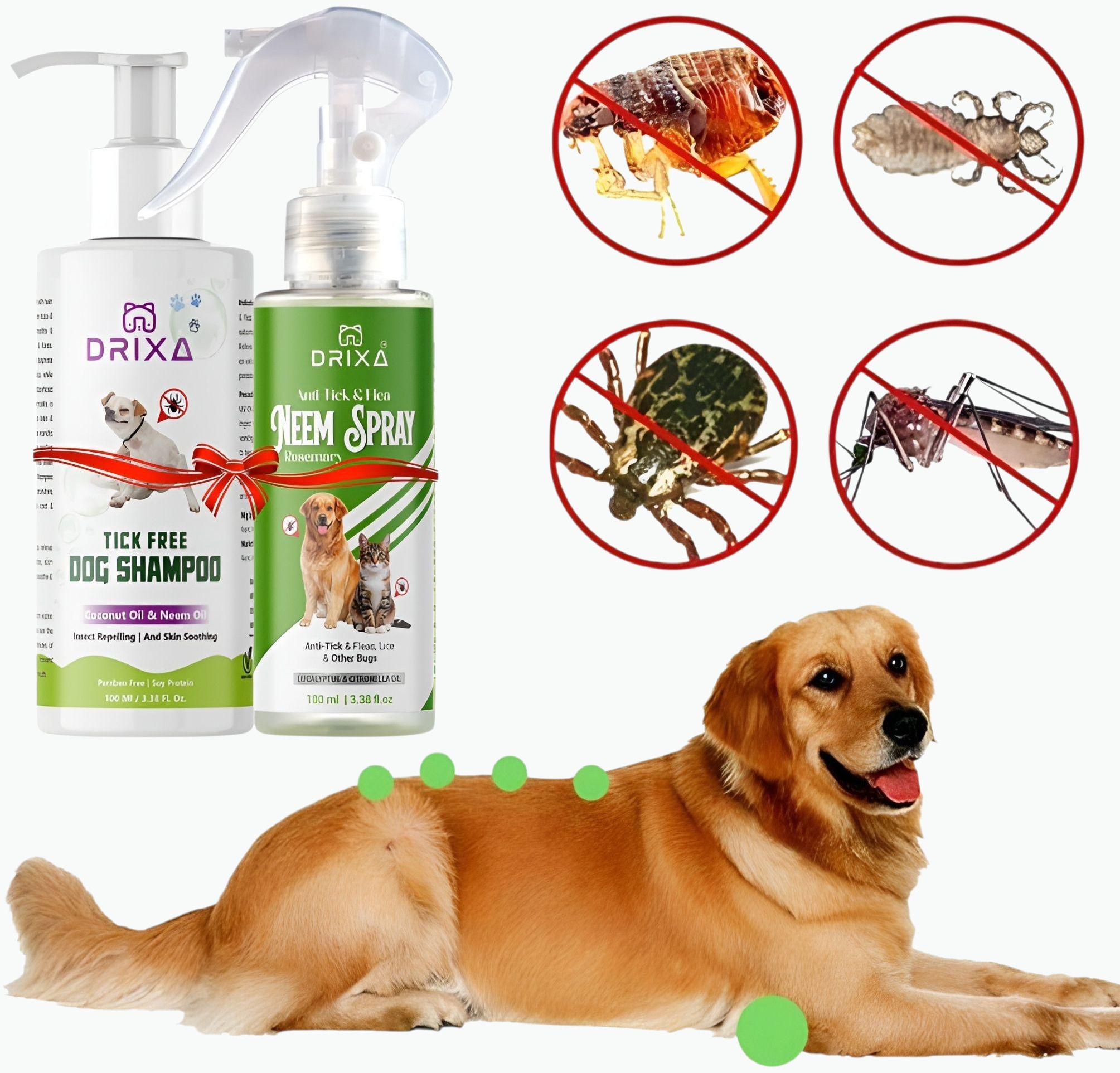drixa Anti-dandruff, Conditioning, Flea and Tick, Anti-fungal NATURAL, NEEM Dog, Cat, Monkey, Rabbit Shampoo-picture-13
