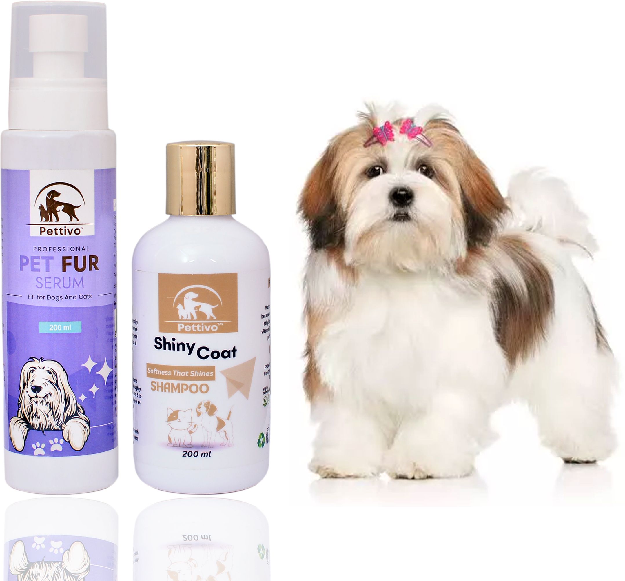 Shiny Coat Shampoo 200 Ml +Pet Fur Serum 200 Ml Combo Pack Conditioning Coco Fragrance, Green Apple Dog Shampoo-image-36