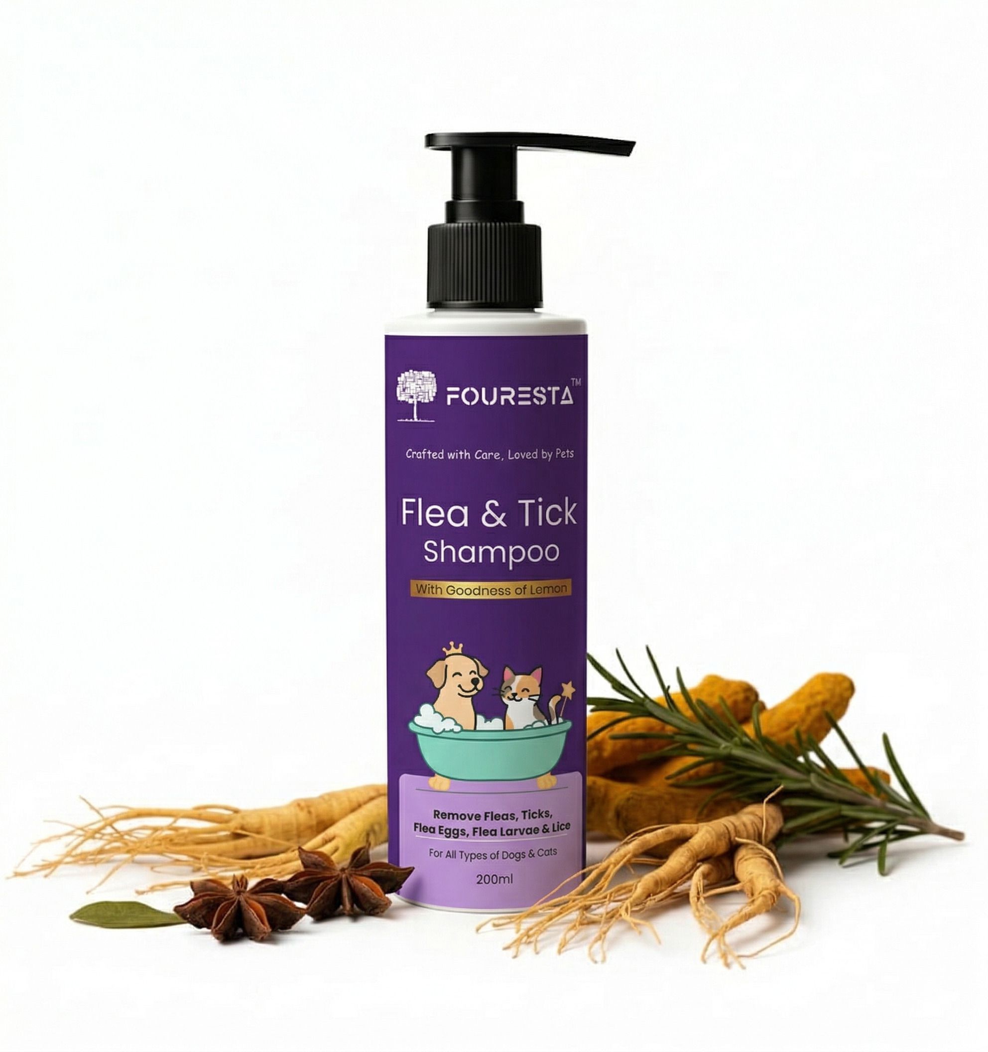 fouresta Flea and Tick, Anti-parasitic, Anti-microbial Lemon Fragrance Dog, Monkey, Rabbit, Cat Shampoo-picture-33