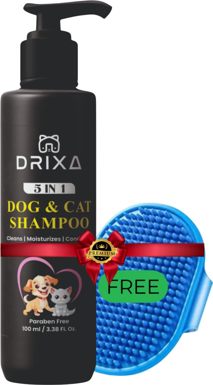 drixa DOG & CAT PREMIUM PACK SHAMPOO WITH BRUSH FREE COMBO Anti-dandruff, Flea and Tick, Conditioning, Anti-itching NATURAL Cat, Dog Shampoo-picture-13