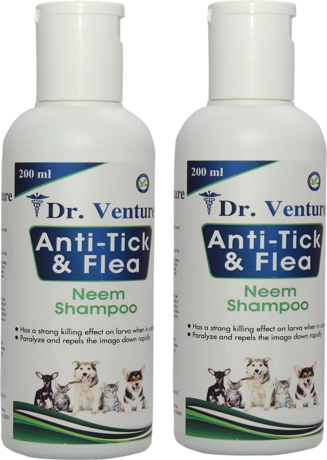 dr venture Pet Shampoo For Dogs And Cats 200 ml Pack OF 2 (400ml) Flea and Tick, Allergy Relief, Anti-itching, Anti-microbial neem Dog Shampoo-picture-34