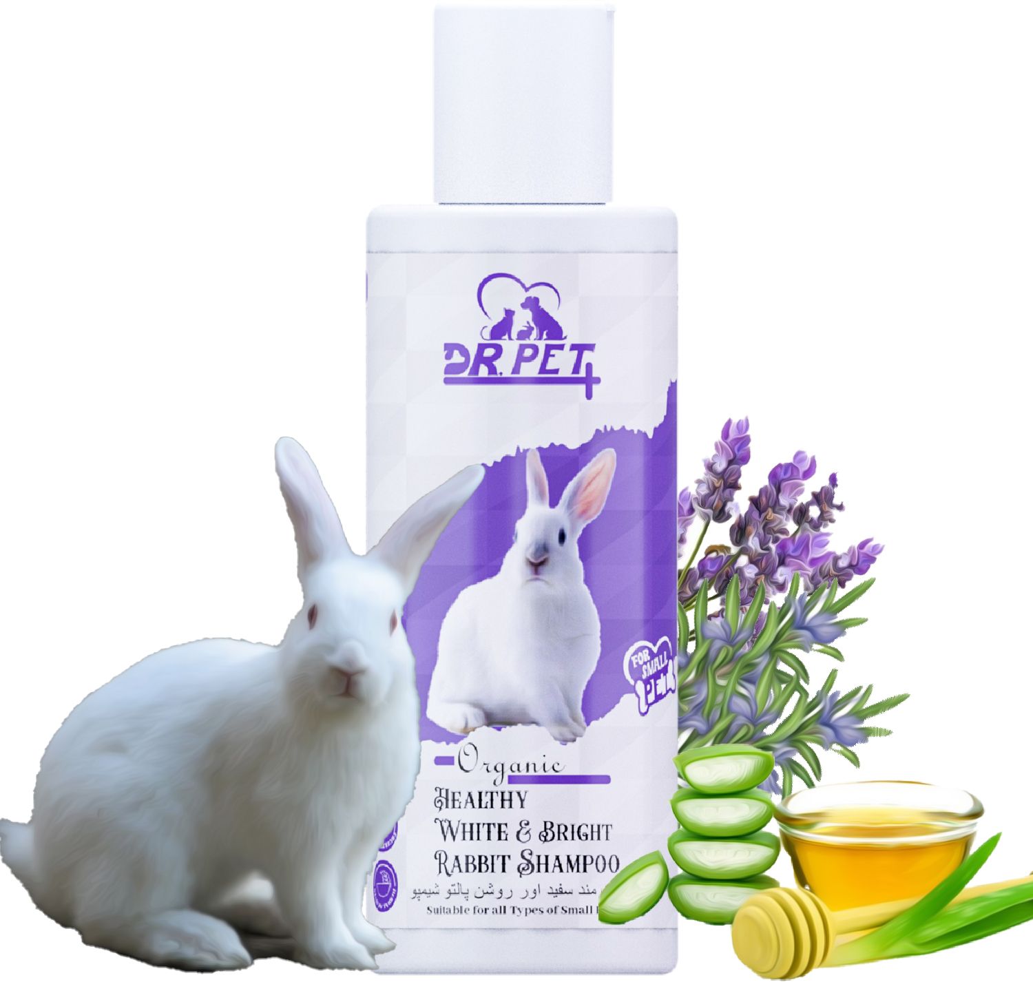 dr pet plus Organic Healthy White & Bright Rabbit Shampoo For Deeply Cleanse Coat, Softens Conditioning, Whitening and Color Enhancing Fresh & Soothing Fragrance, Eliminates Bad Odor, For All White Rabbit Breed Rabbit Shampoo-picture-20