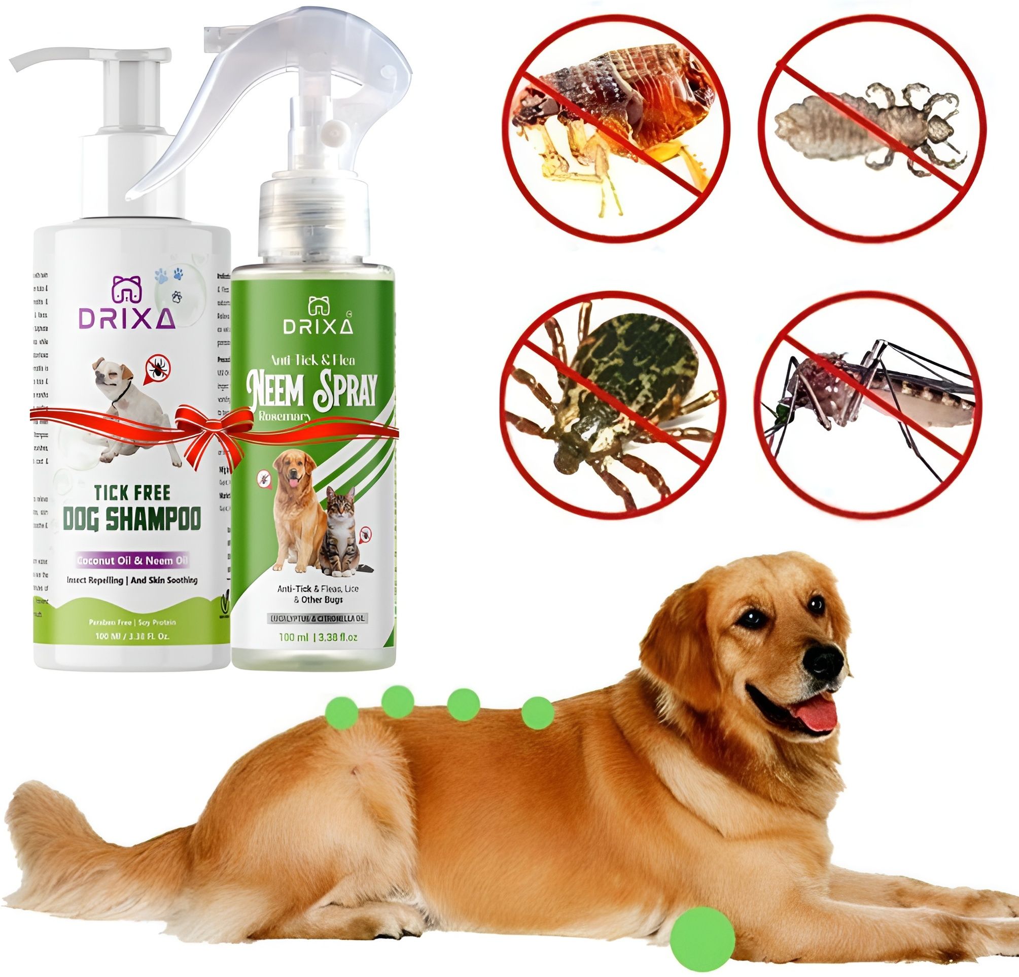 DOG & CAT SHAMPOO & Neem & Rosemary Water Hair Growth SPRAY Anti-dandruff, Conditioning, Flea and Tick, Anti-fungal NATURAL, NEEM Dog, Cat, Monkey, Rabbit Shampoo
