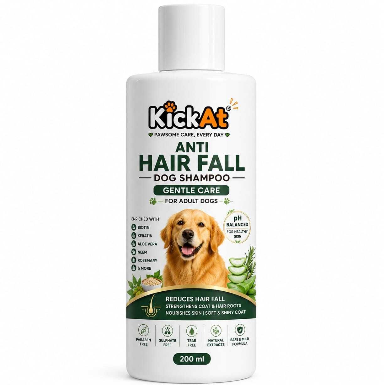 kickat Gentle Care Anti Hair Fall Shampoo for Adult Dogs - Sulphate & Paraben Free Anti-dandruff, Allergy Relief, Anti-fungal, Conditioning, Hypoallergenic Aqua Dog Shampoo-picture-30