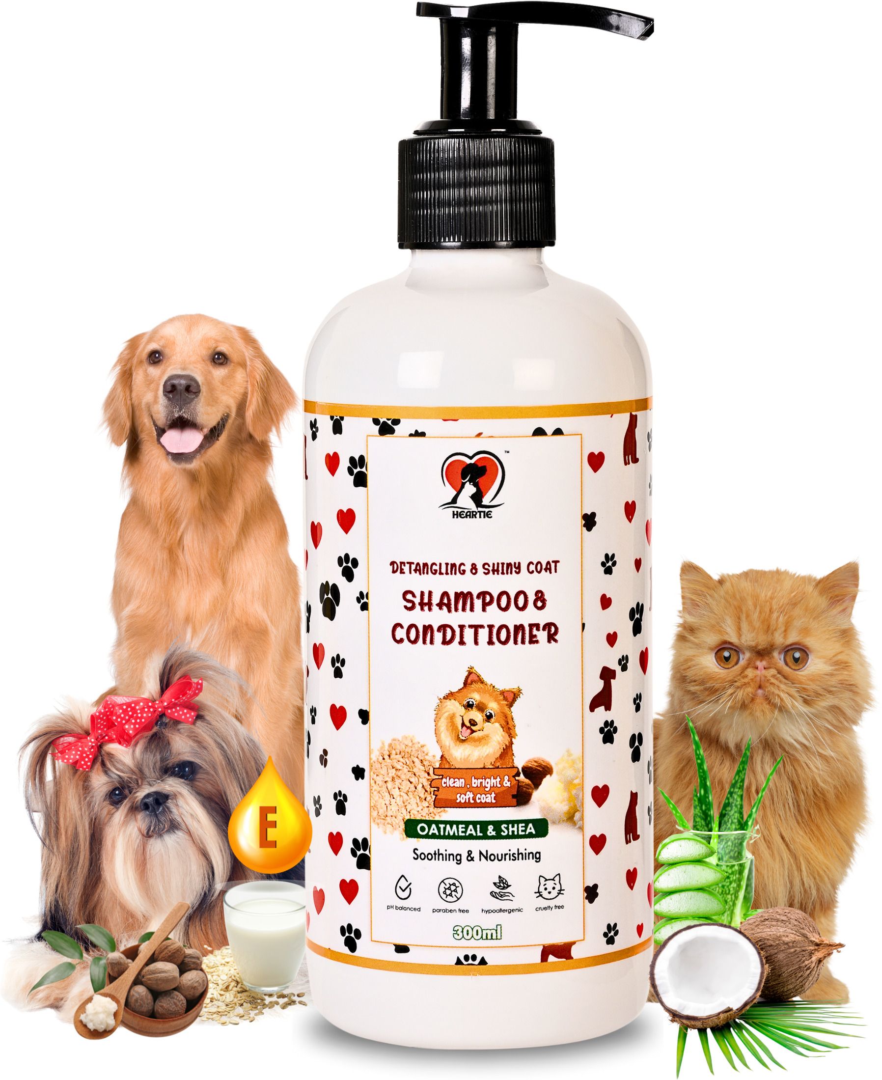 heartie Oatmeal & Shea Shampoo and Conditioner – Hair Fall Control for Dogs & Cats Conditioning Fresh Dog, Cat Shampoo-picture-43