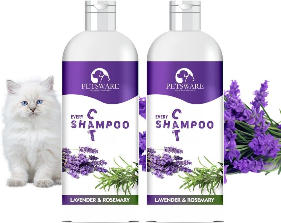 petsware 5 in 1 Cat Shampoo with Conditioner for Persian Cat & All other breeds of Cats Allergy Relief, Conditioning, Whitening and Color Enhancing, Flea and Tick Lavender Cat Shampoo-picture-45
