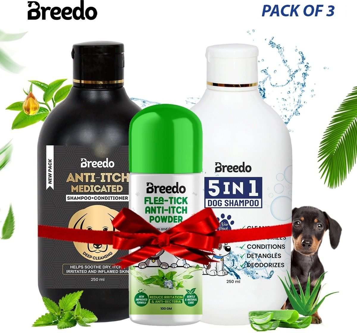 breedo Dog (Combo of 3) Anti-Itch Shampoo + 5IN1 Shampoo + Powder 140 Gm Allergy Relief, Conditioning, Anti-fungal, Anti-microbial, Anti-itching, Anti-dandruff Natural Dog Shampoo-picture-21