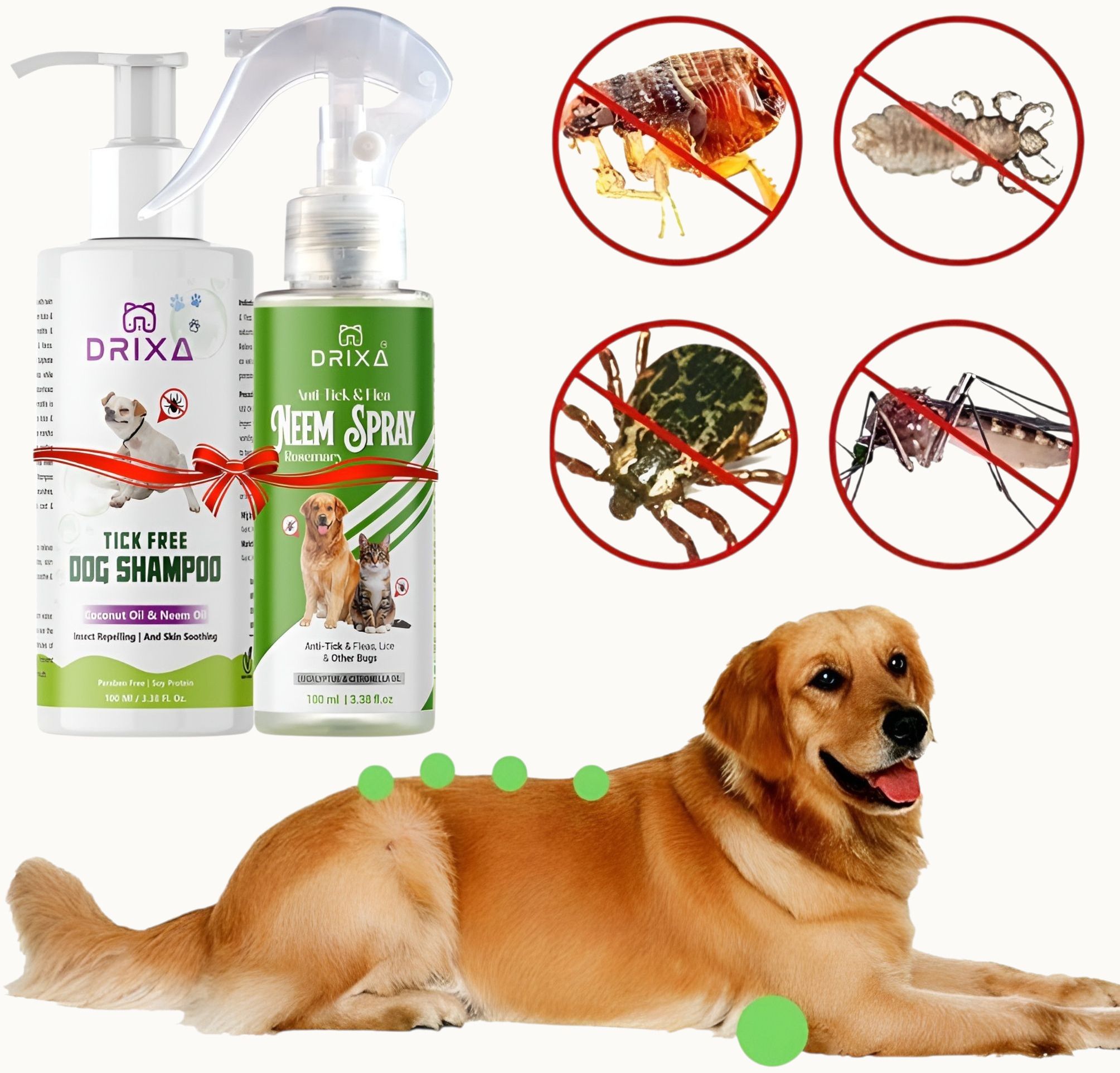 drixa DOG & CAT SHAMPOO & Neem & Rosemary Water Hair Growth SPRAY Anti-dandruff, Conditioning, Flea and Tick, Anti-fungal NATURAL, NEEM Dog, Cat, Monkey, Rabbit Shampoo-picture-36