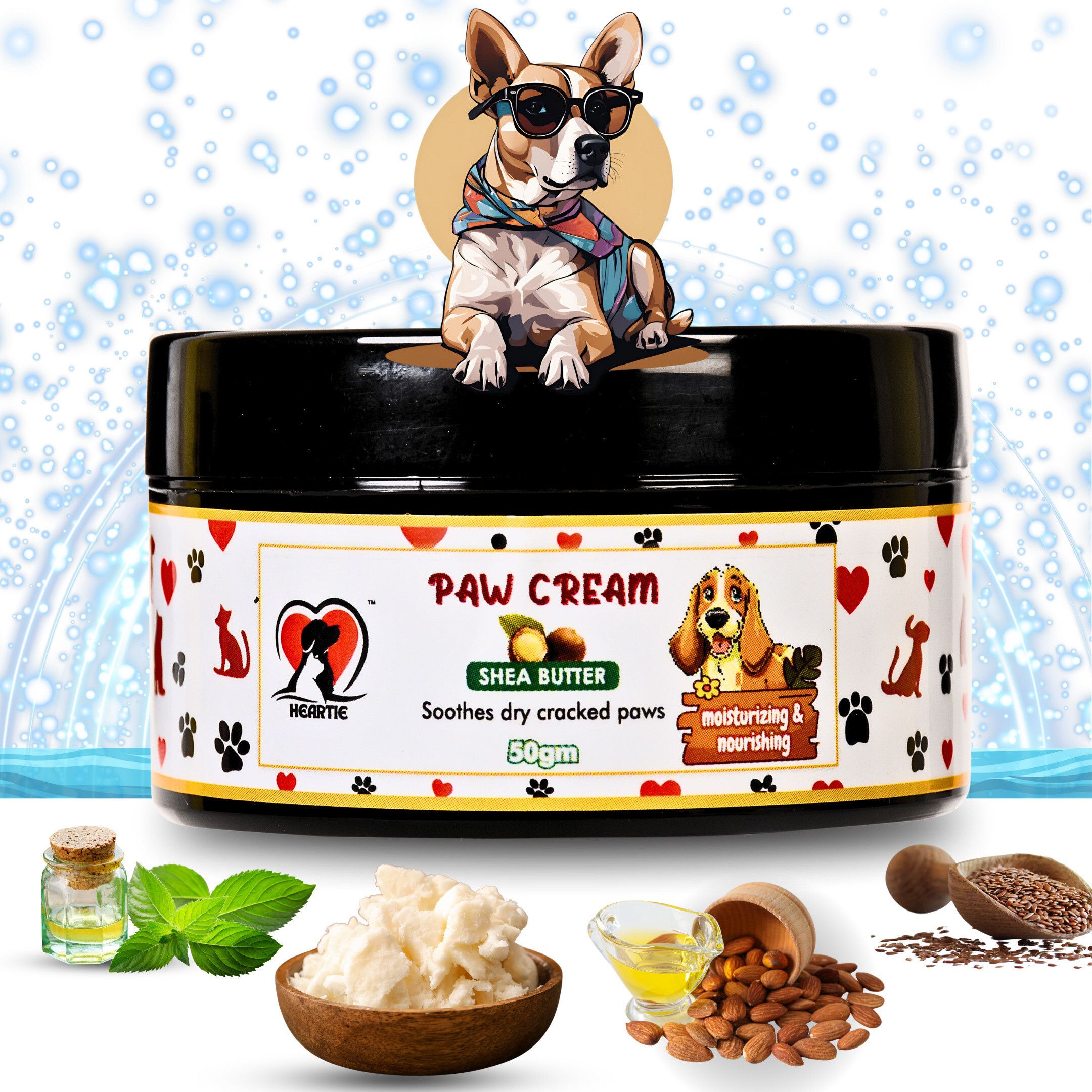 heartie PET CREAM WITH SHEA BUTTER 50 GMS FOR CRACKED PAWS AND ELBOWS OF DOGS AND CATS Pet Spa Kit-picture-27