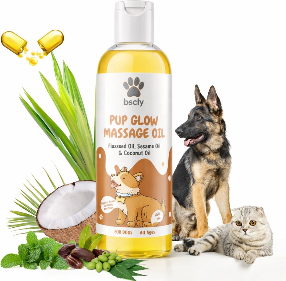 Pup Glow Massage Oil – Flaxseed oil, Sesame Oil & Coconut Oil – 100 ml Pet Spa Kit-image-32