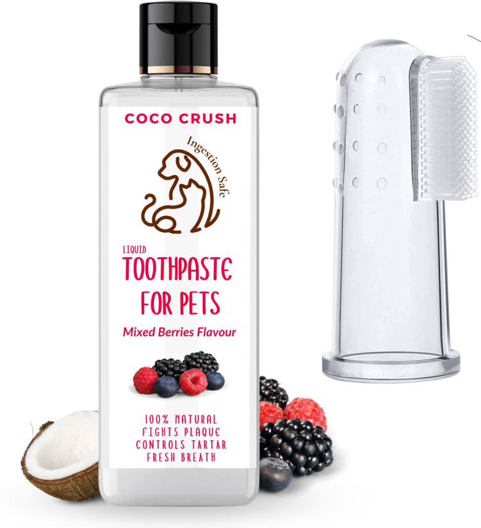 Natural Pet Toothpaste with Coconut Oil & Finger Brush | Mixed Berries Flavor Pet Toothpaste-image-11