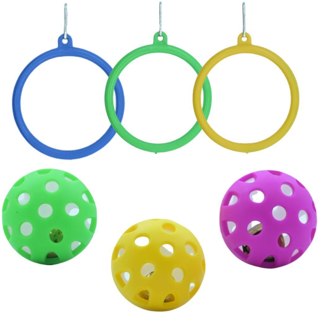 shanvi Bird Toy Set Hanging Swings for Cage Accessories for Birds (Ball 3,Round 3) Plastic Ball, Training Aid For Bird-picture-28