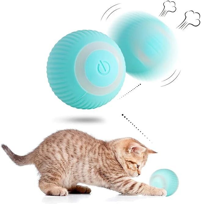 USB Rechargeable Automatic Rolling Ball cat Toy 360 ° Rotating, 2 Play Modes Silicone Ball For Dog & Cat-image-17