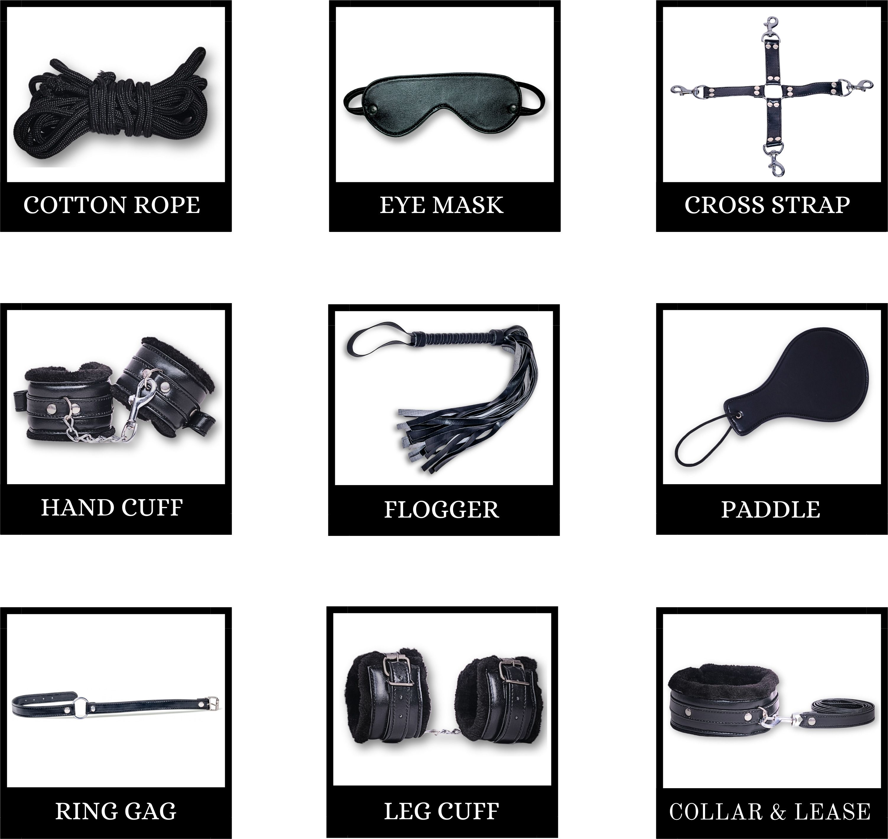 cinrada Handcuff Role Play kit (black) Activity Set for Spice up Their Honeymoon Leather Soft Toy For Dog-picture-34