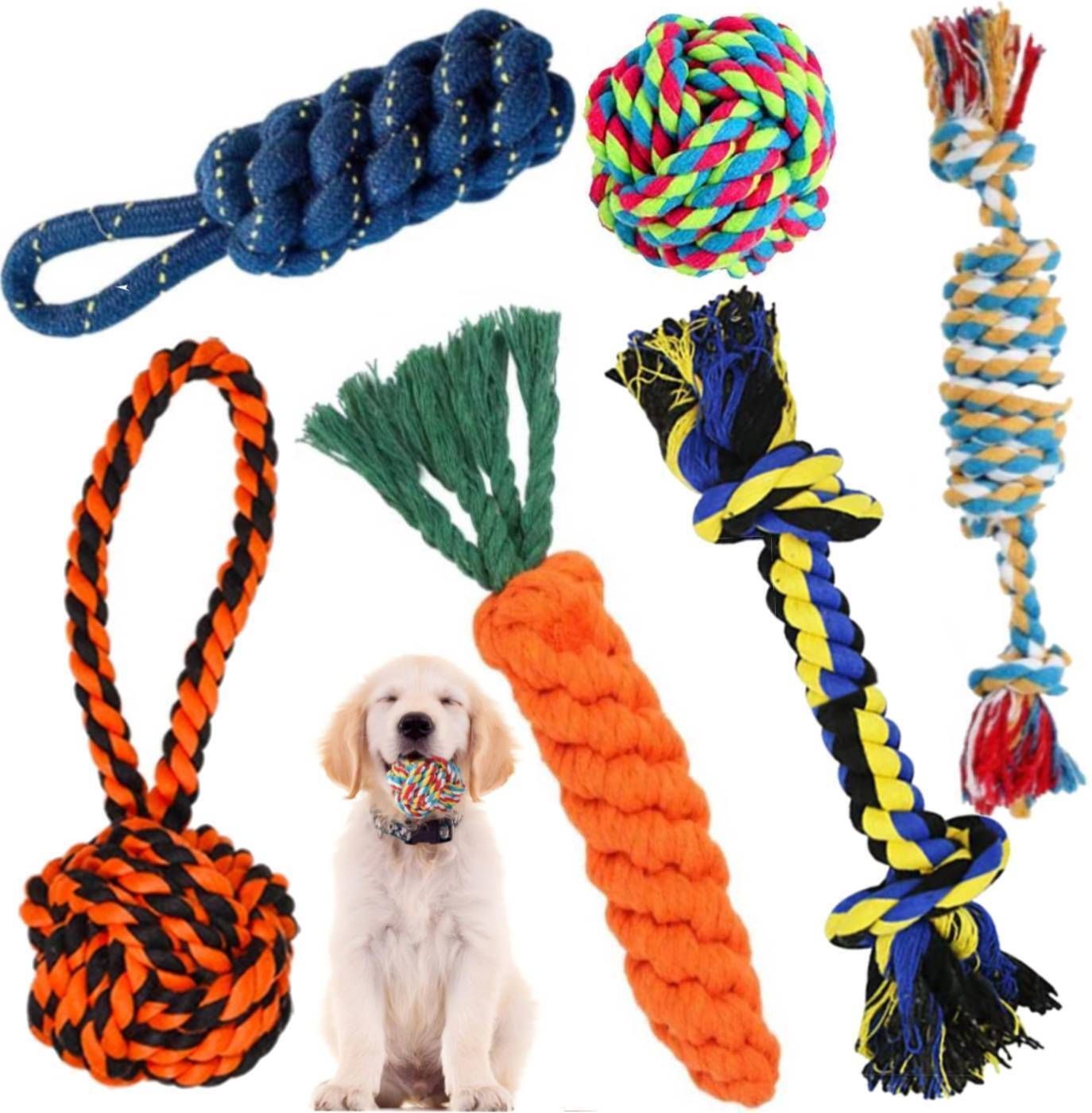 decorvaiz Toys for Puppies & Small Dogs Toys | Rope Ball Toy | Color May Vary | Cotton, Rubber Ball, Bone, Chew Toy, Rubber Toy, Chew Toy, Training Aid, Tug Toy For Dog-picture-11
