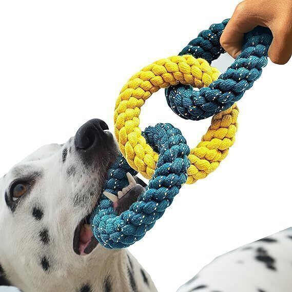 petsware Attractive Three Ring Combo Dog Toy for Large Dogs,Puppies,Medium & Adult dogs Cotton Chew Toy, Tough Toy, Training Aid, Tug Toy For Dog-picture-27