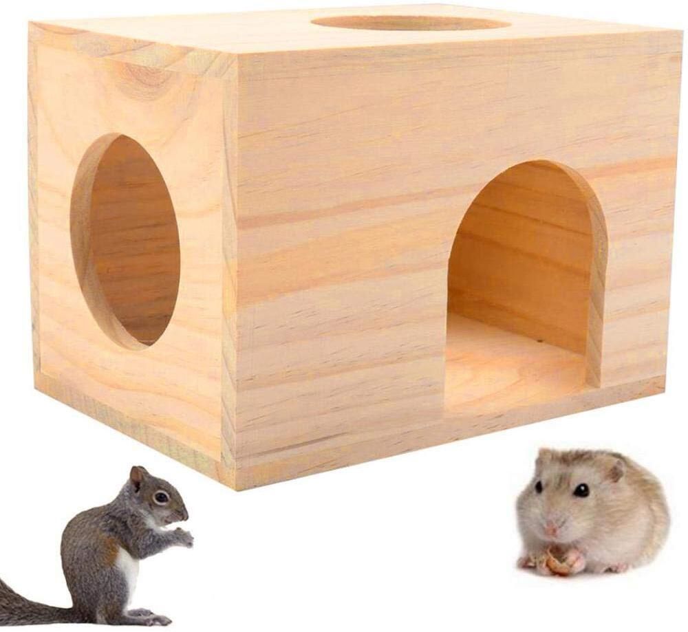western era Wooden HideHouse Hut Hammock Sleeping Cabin Cage Accessory for Hamsters, Birds Wooden Training Aid, Stick, Tough Toy For Hamster-picture-11