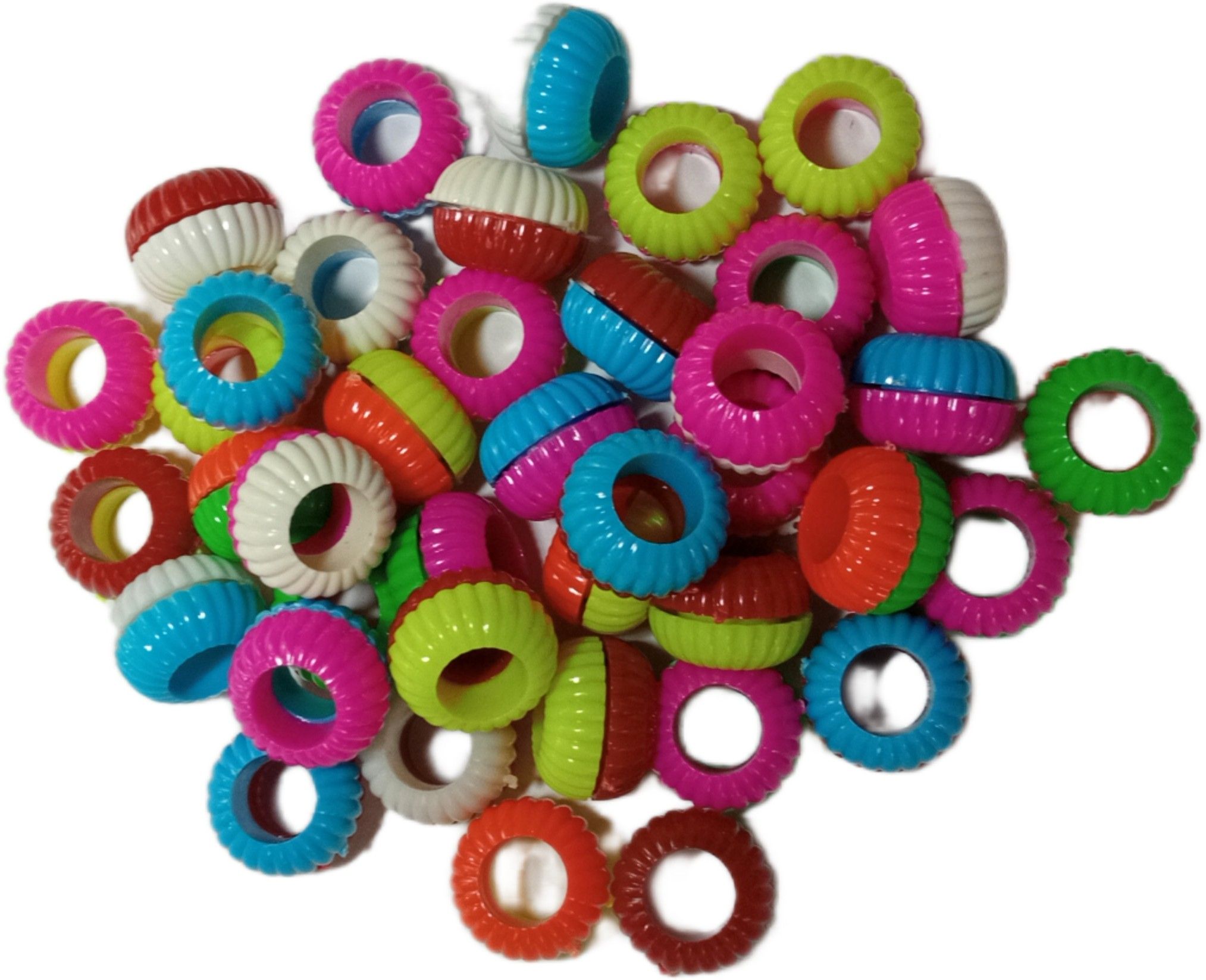 deshraj enterprises Dual Tone Pigeons Foot Sound Rings Pack Of 40 Plastic Squeaky Toy For Bird-picture-27