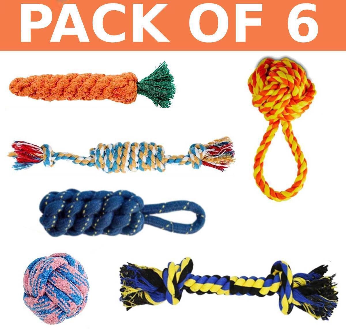decorvaiz Toys for Puppies & Medium Dogs Toys | Color May Vary | Rope Ball Toy Cotton Ball, Chew Toy, Fetch Toy, Training Aid, Tug Toy For Dog & Cat-picture-14