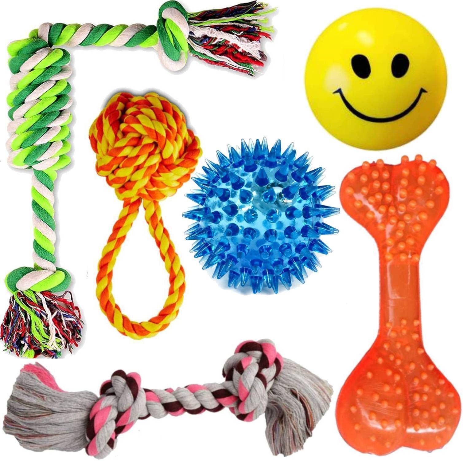 Dog Chew Rope & Squeaky Toy Set -Durable Interactive for Medium Dogs Cotton Ball, Chew Toy, Fetch Toy, Squeaky Toy For Dog & Cat-image-26