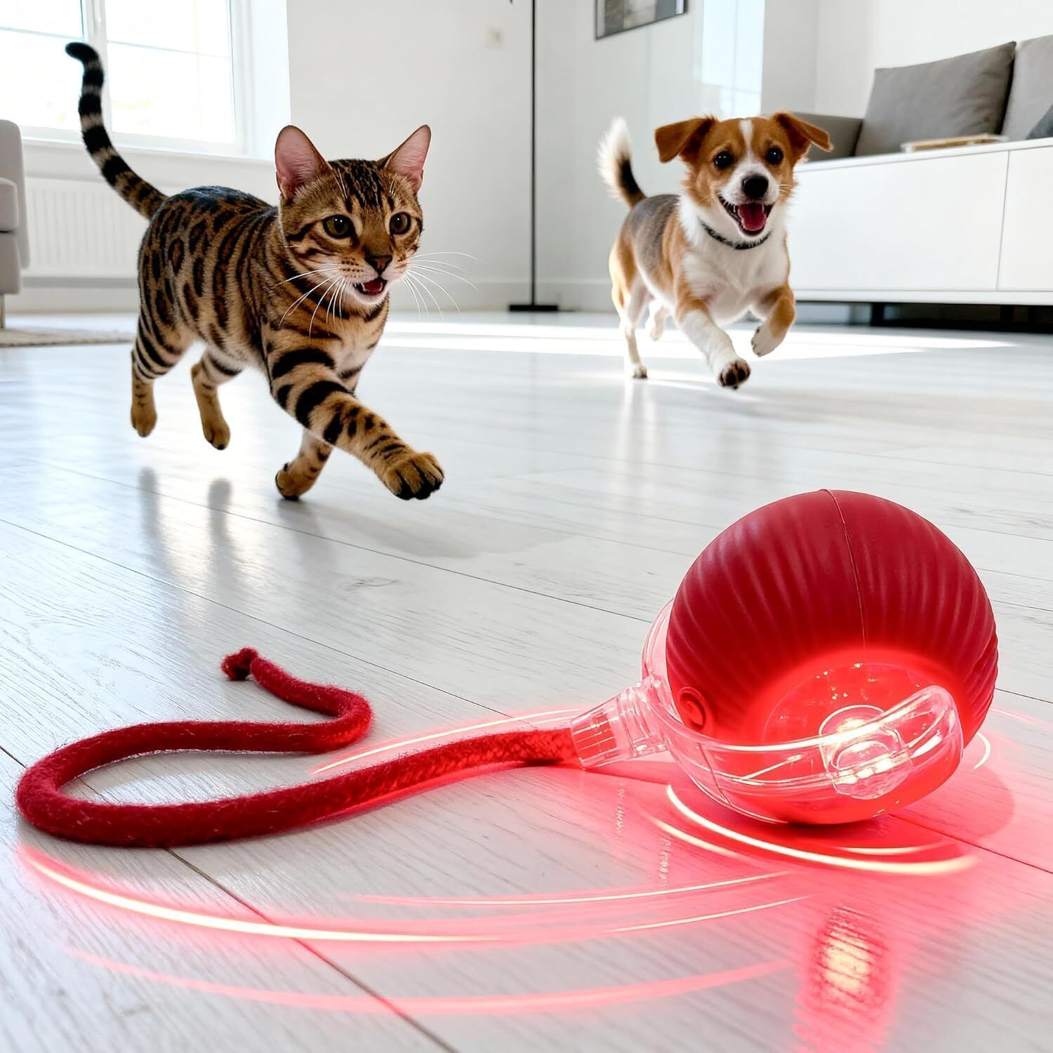 Smart LED 360° Rotating Cat Toy Ball Cat Dancing Ball Pet Rolling Ball Silicone, Plastic Ball, Chew Toy, Fetch Toy For Dog & Cat-image-8