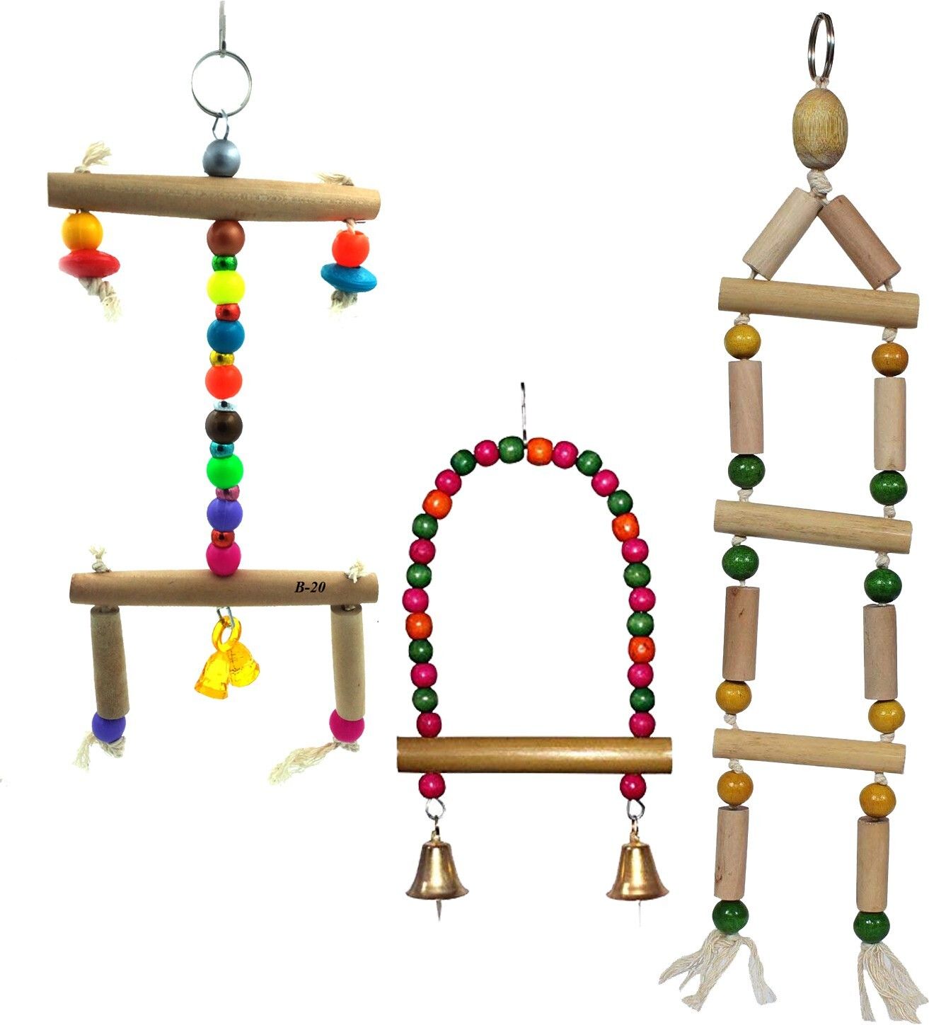 Bird toy Parrot Chewing Toys-Hanging Bell Bird Cage Toys Suitable for Small Parakeets, Cockatiels, Conures, Finches, Budgie, Macaws, Parrots, Love Birds(Combo of 3 Bird chew toy) Wooden Chew Toy For Bird-image-43