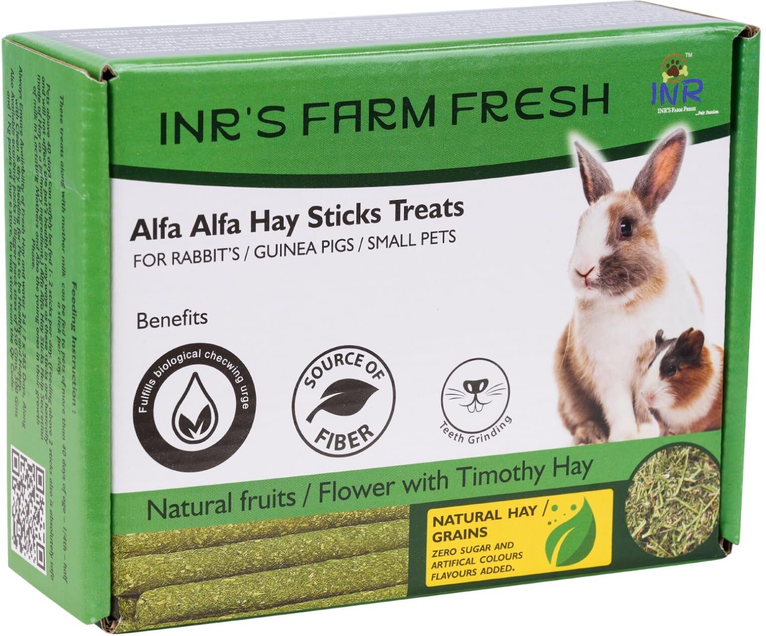 inr's farm fresh Alfalfa Hay Sticks for Rabbits & Guinea Pigs (125g) with 100% Alfa Hay Fibre Rabbit Treat-picture-26