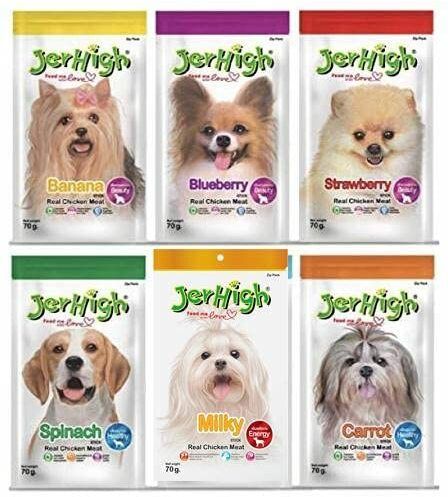 jerhigh Real Chicken Food Treat Strawberry, Banana, Blueberry, Milk, Spinach, Carrot Dog Treat-picture-11