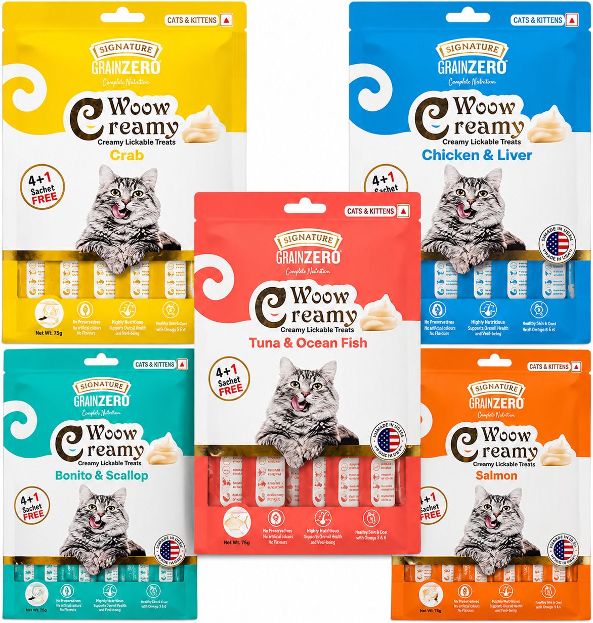 grain zero Grain Free Cat & Kitten Creamy Treats Sticks Combo 5 Flavours Salmon, Chicken, Crab, Tuna, NA Cat Treat-picture-33
