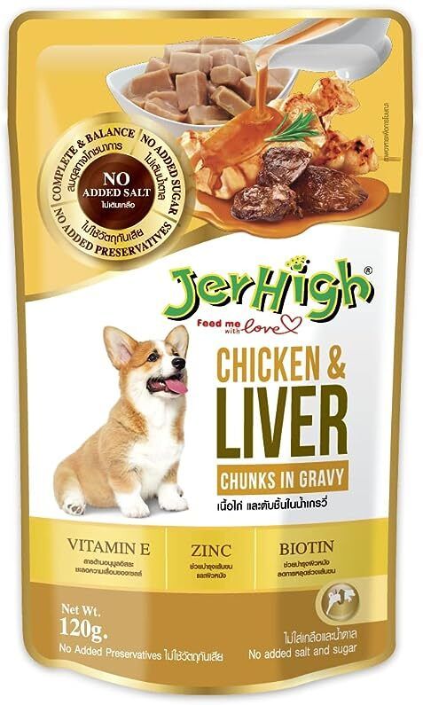 jerhigh Chicken & Liver Chunks In Gravy Dog Food for All Life Stages (Pack of 12) Chicken, Liver Dog Treat-picture-24