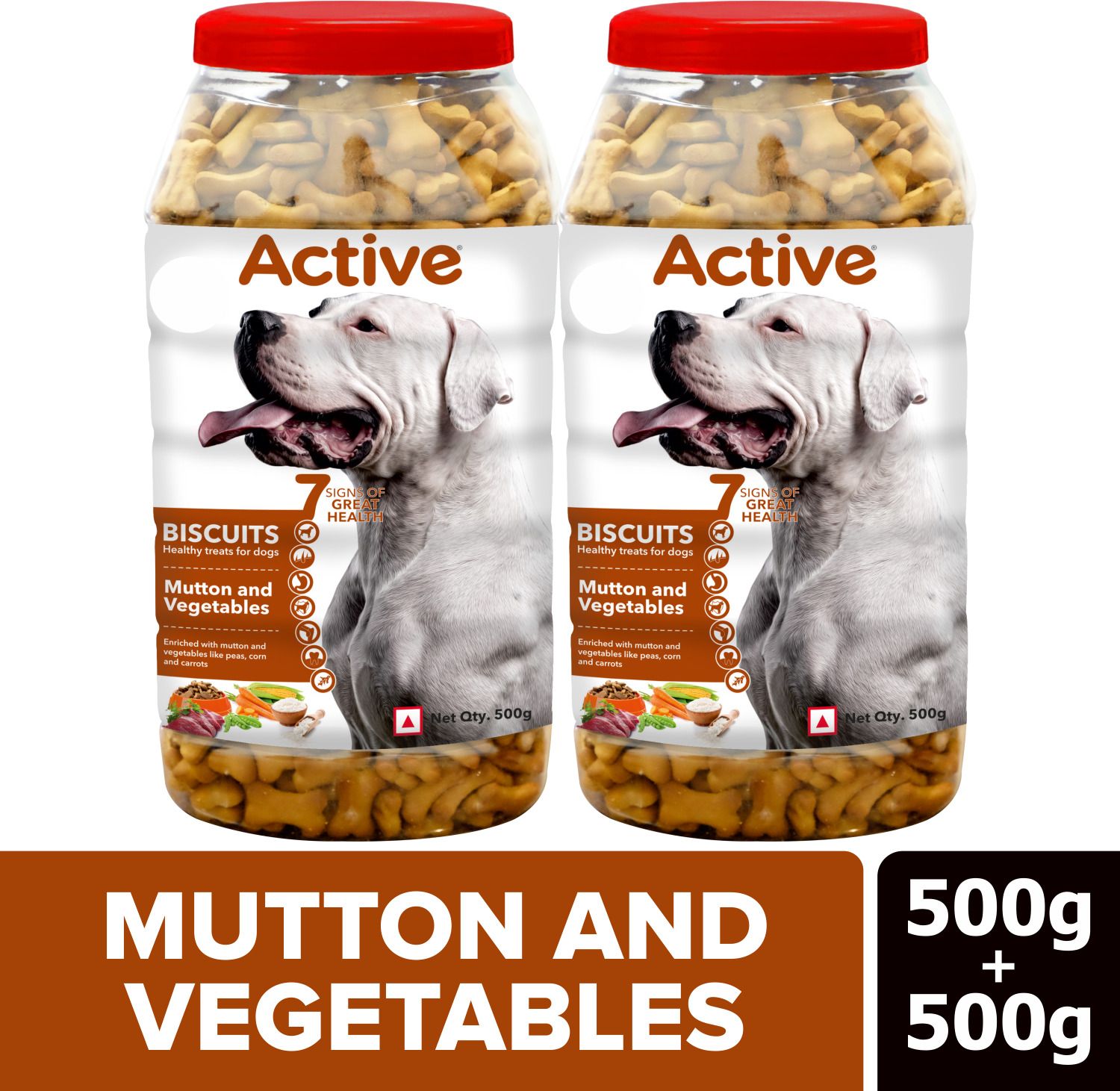 Buy 1 Get 1 (2x500gm) Biscuit, Vegetable & Mutton Dog Treat