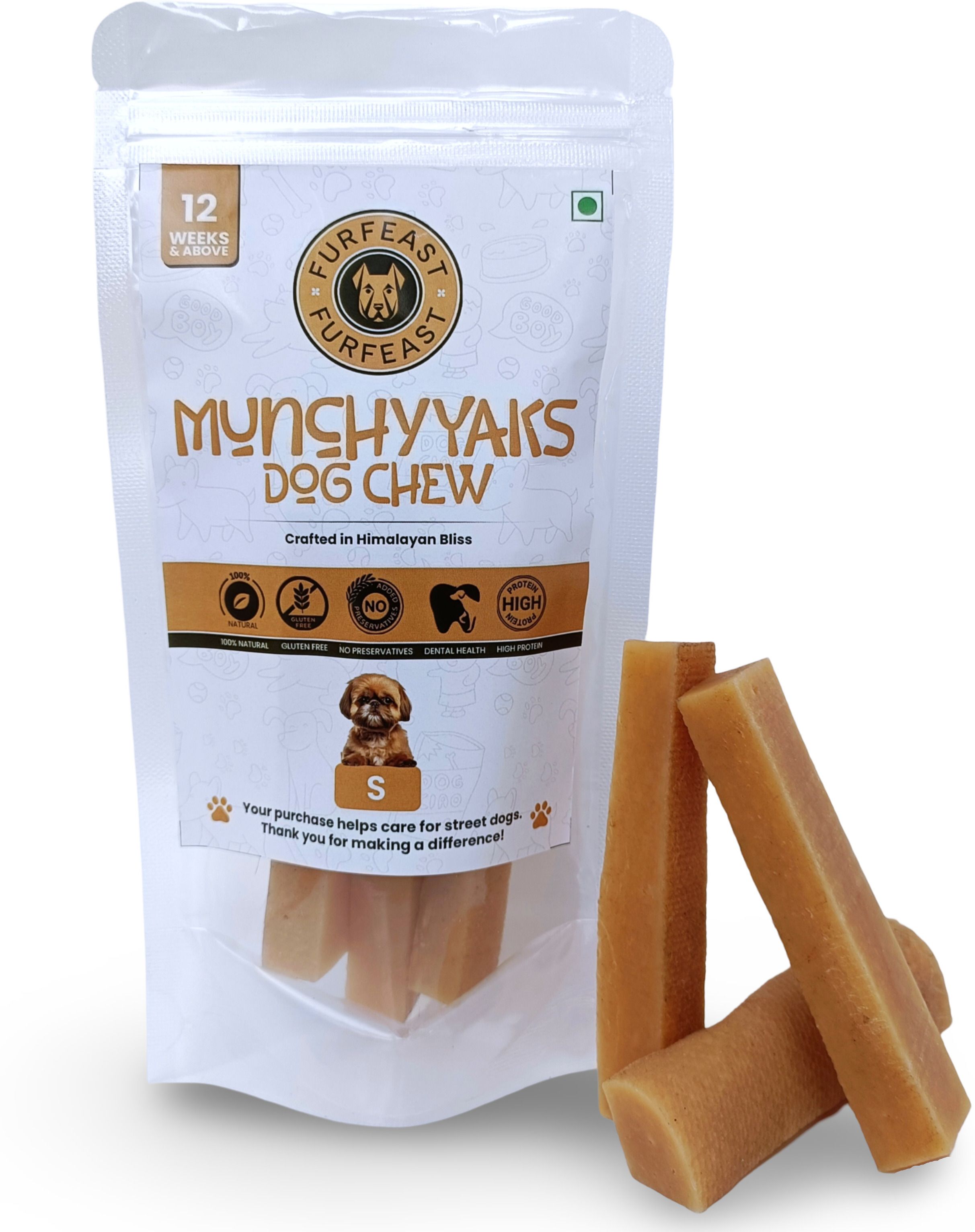 furfeast MunchyYaks Dog Chew Small Bars| 100% Natural Himalayan Yak Chew Vegetarian Cheese Dog Treat-picture-27