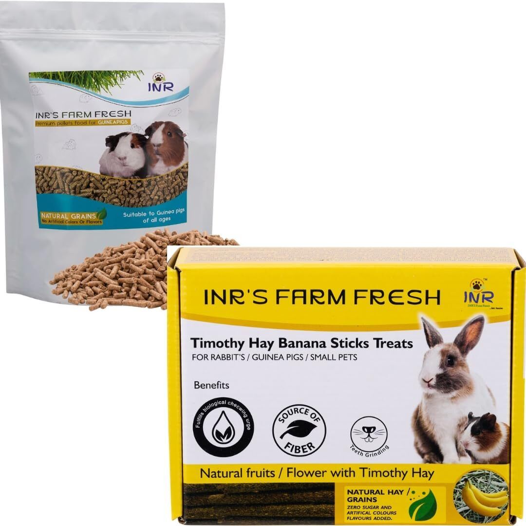 Pellets Food for Guinea Pigs (1kg) & Timothy Hay Banana Treat Sticks (125g) Banana, Oats Rabbit Treat-image-8