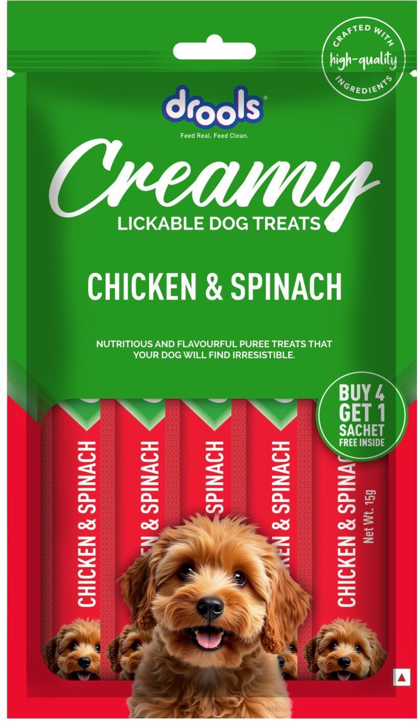 drools Creamy,Tasty & Nutritious Snack for All Breeds,(15g x 5) Spinach & Chicken Dog Treat-picture-8